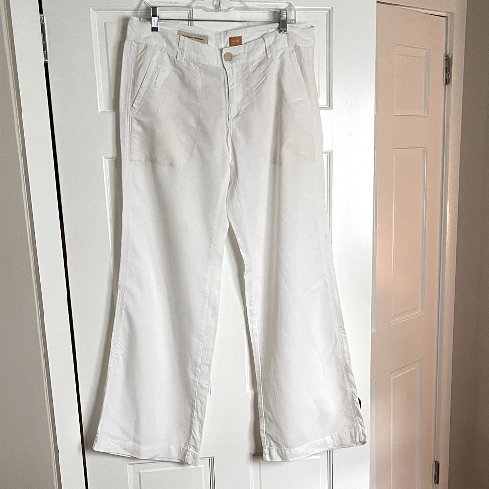 Anthropologie Pilcro White Linen Wide-Leg Pants size 10